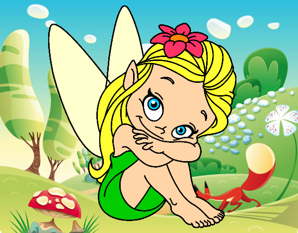 Coloring page Fairy sitting painted bykarley