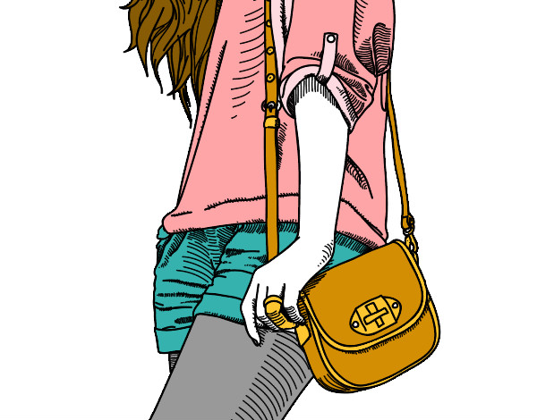Coloring page Girl with handbag painted bylovecutie