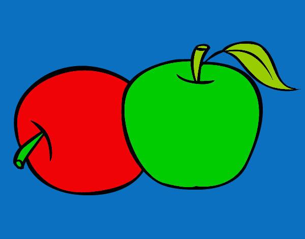 Coloring page Two apples painted byMANDALA