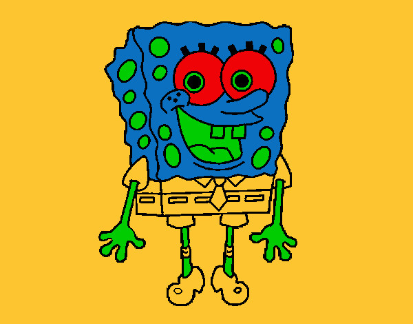 Coloring page Cheerful SpongeBob painted byMANDALA