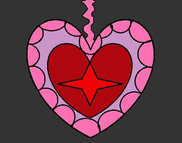 Coloring page Heart pendant painted byMANDALA
