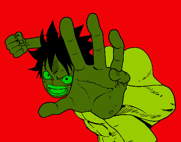 Coloring page Luffy fighting painted byMANDALA