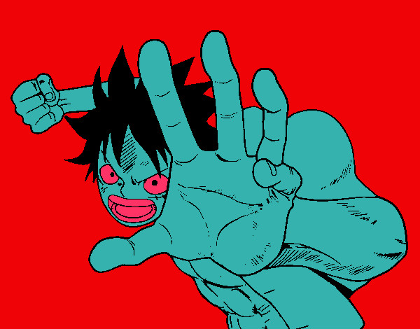 Coloring page Luffy fighting painted byMANDALA