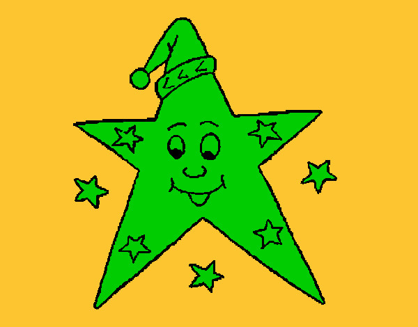 Coloring page Star with hat painted byMANDALA