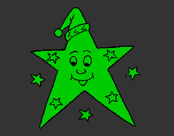 Coloring page Star with hat painted byMANDALA