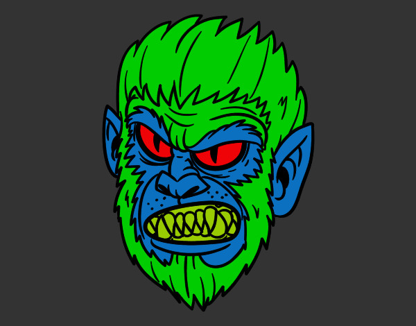 Coloring page Werewolf face painted byMANDALA