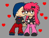Coloring page Couple Emo painted byCrystal