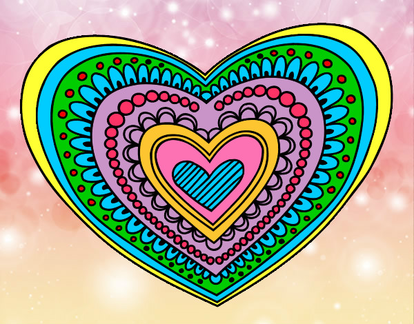 Coloring page Heart mandala painted byBirdie