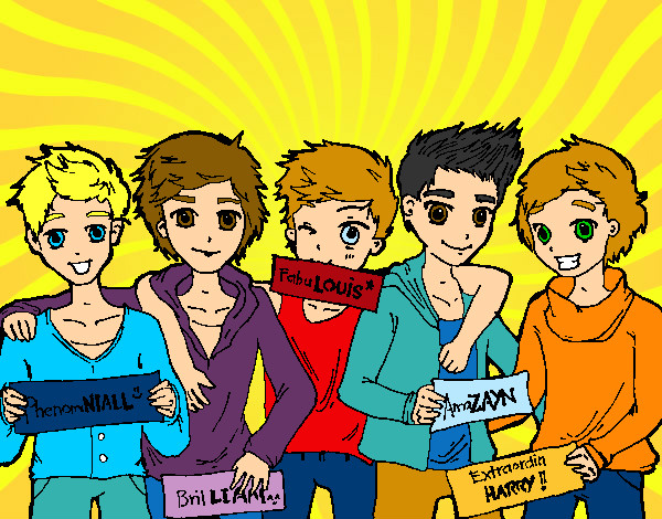 Coloring page The guys of One Direction painted byCrystal