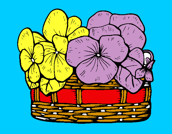 Coloring page Basket of flowers 12 painted byBirdie