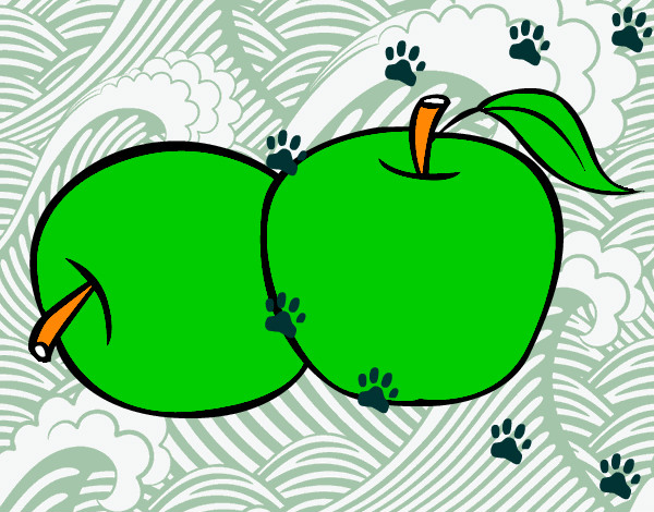 Coloring page Two apples painted byBirdie