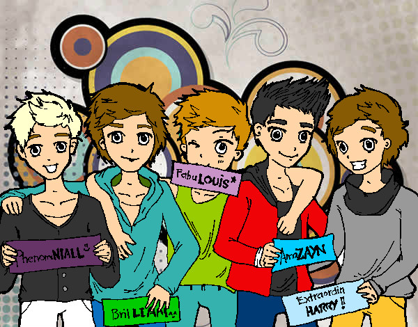 Coloring page The guys of One Direction painted byCharlie 