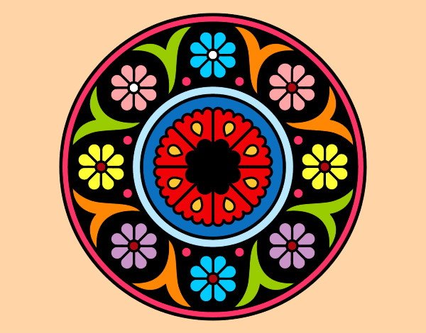 Coloring page Mandala flower painted bykhyats