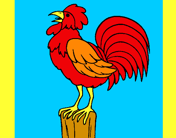 Coloring page Cock singing painted bykare