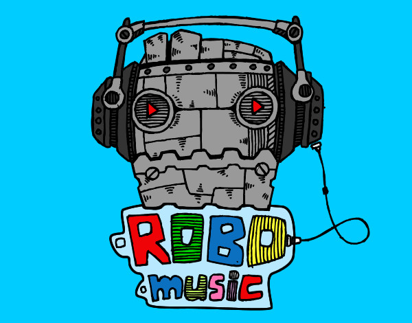 Coloring page Robot music painted bykare