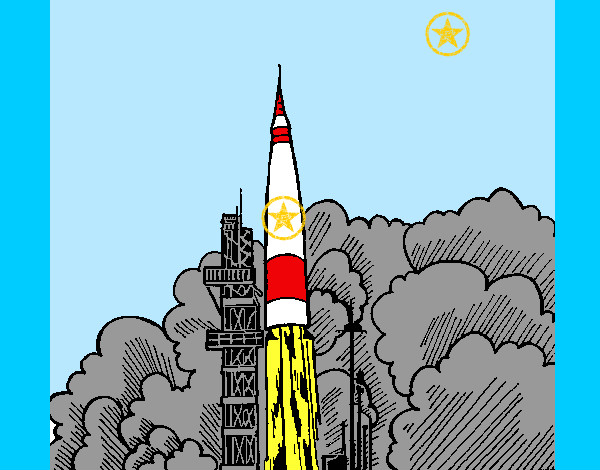 Coloring page Rocket launch painted bykare