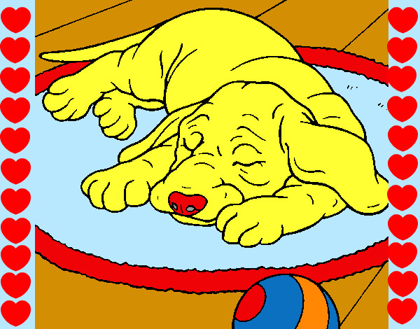 Coloring page Sleeping dog painted bykare