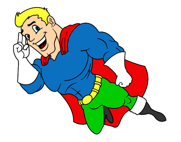 Coloring page Super Hero flying painted bykare
