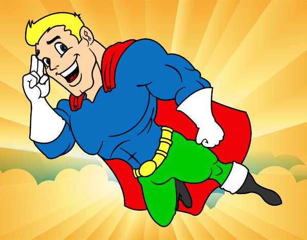 Coloring page Super Hero flying painted bykare
