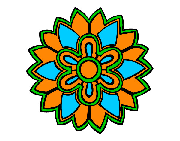 Coloring page Flower Mandala shaped weiss painted byMartinas