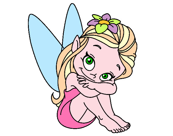 Coloring page Fairy sitting painted byxxaxwxlxx