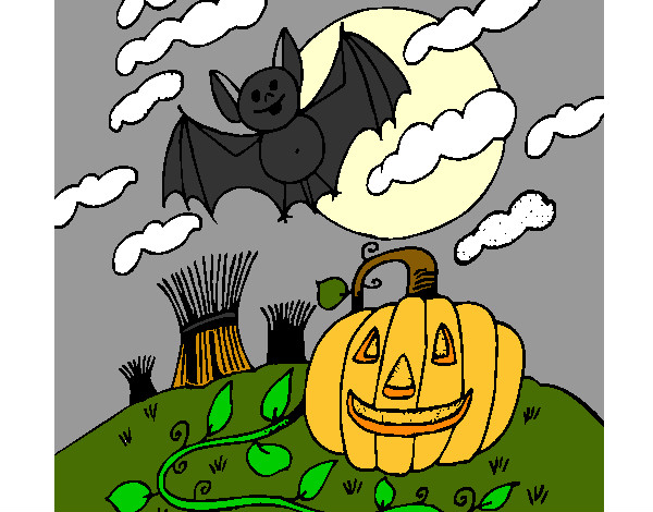 Coloring page Halloween landscape painted byJennyGore