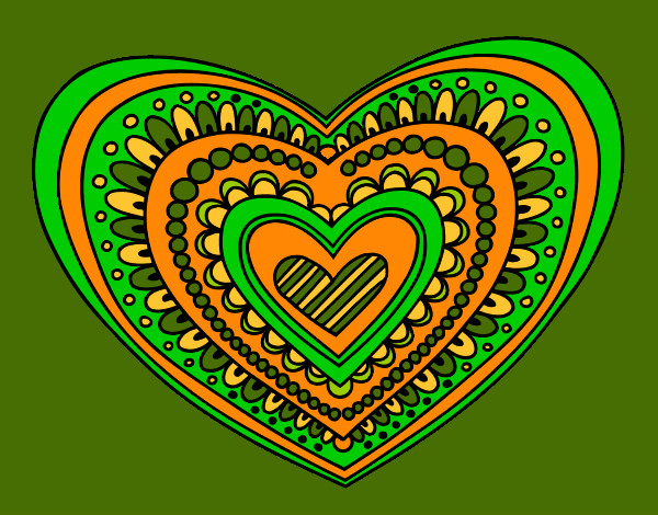 Coloring page Heart mandala painted byJennyGore