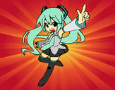 Coloring page Miku vocaloid painted byskybay