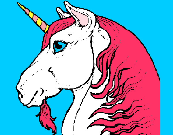 Coloring page Unicorn head painted byJennyGore