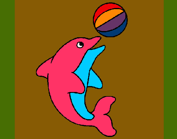 Coloring page Dolphin playing with a ball painted byArijit