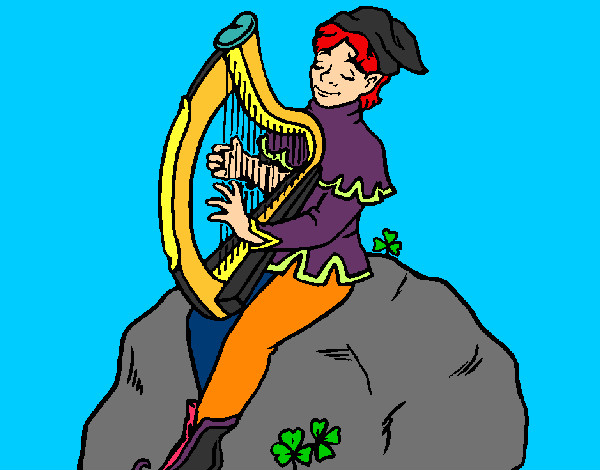 Coloring page Elf playing the harp painted bySherry