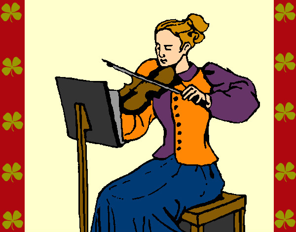 Coloring page Female violinist painted bySherry