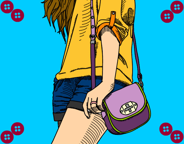 Coloring page Girl with handbag painted bySherry