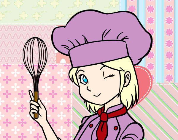 Coloring page Girl-chef painted bySherry