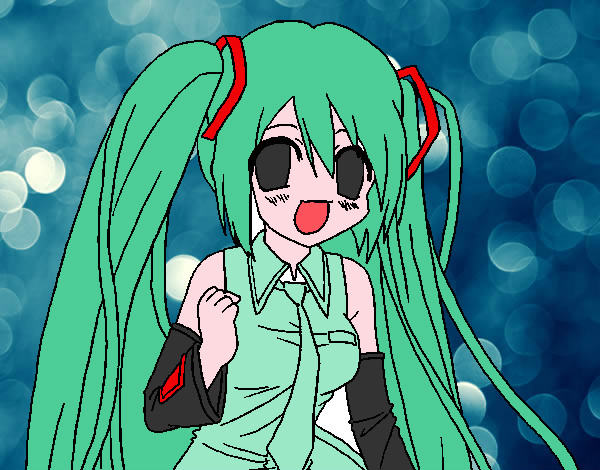 Coloring page Miku Hatsune vocaloid painted byMikuRinMH