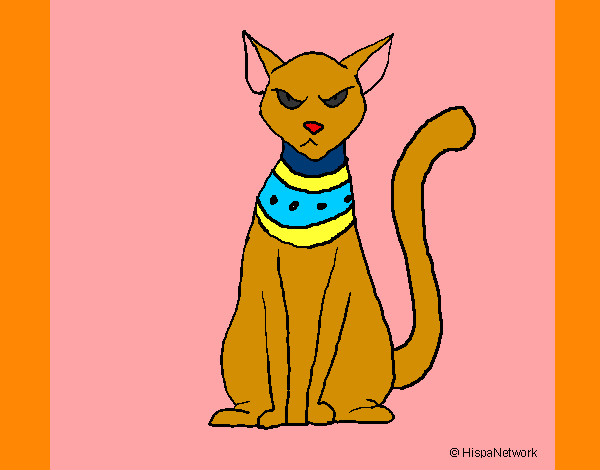 Coloring page Egyptian cat painted byherukhuti