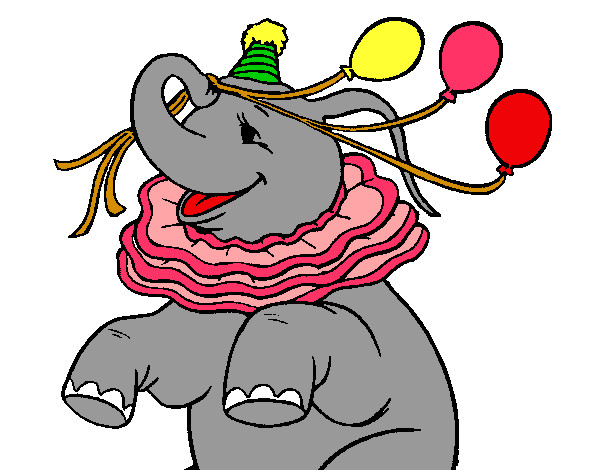 Coloring page Elephant with 3 balloons painted byadricasa