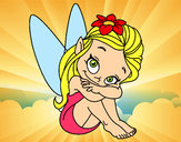 Coloring page Fairy sitting painted byadricasa