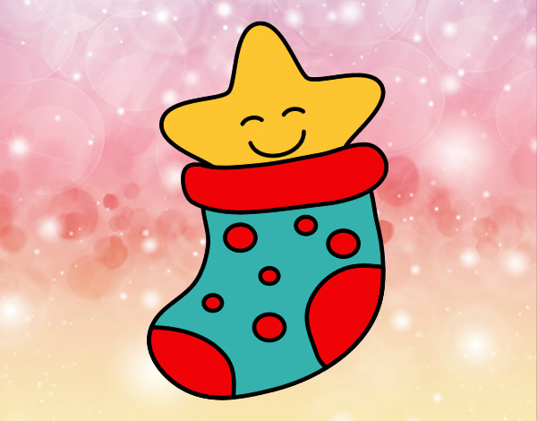 Coloring page Stocking with a star painted byadricasa