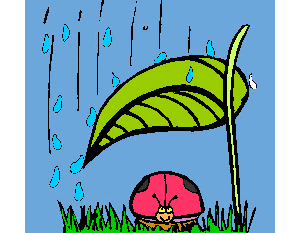 Coloring page Ladybird sheltering from rain painted byRAYA