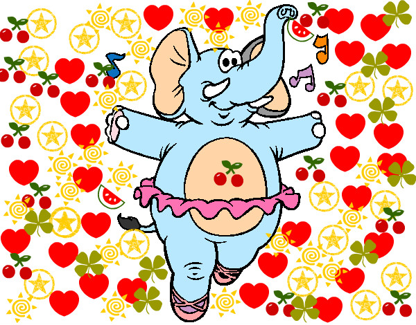 Coloring page Elephant wearing tutu painted byRAYA