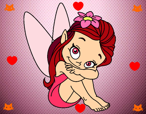 Coloring page Fairy sitting painted bymolly13