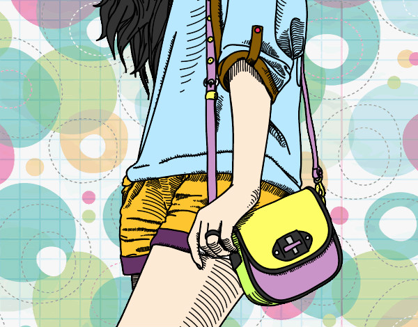 Coloring page Girl with handbag painted bySherry