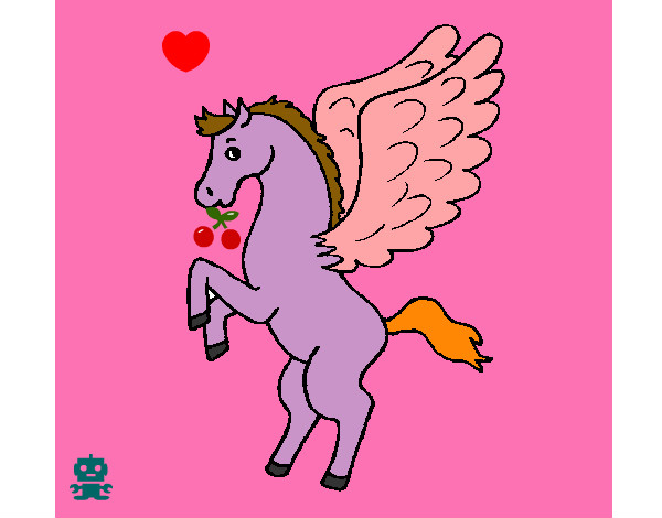 Coloring page Pegasus on hind legs painted byHELLOKITTY