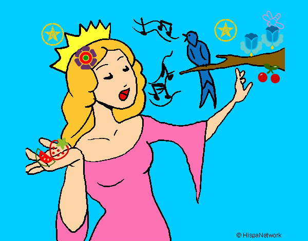 Coloring page Princess singing painted byHELLOKITTY