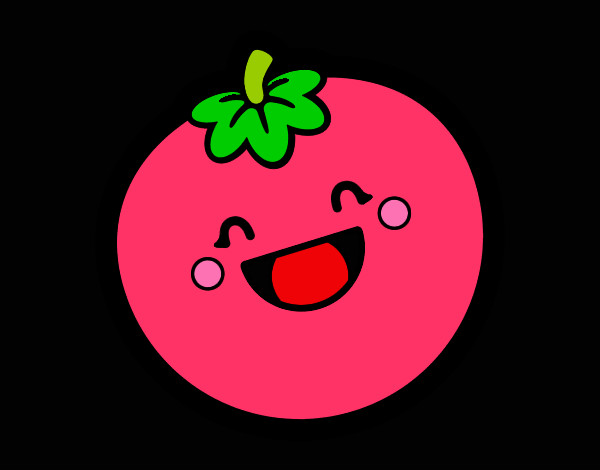 Coloring page Smiling tomato painted byAsia