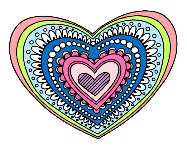 Coloring page Heart mandala painted bytlbrash