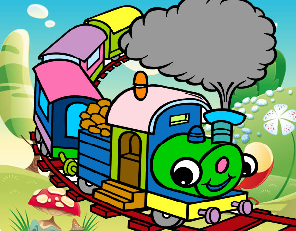 Coloring page Smiling train painted byRAYA