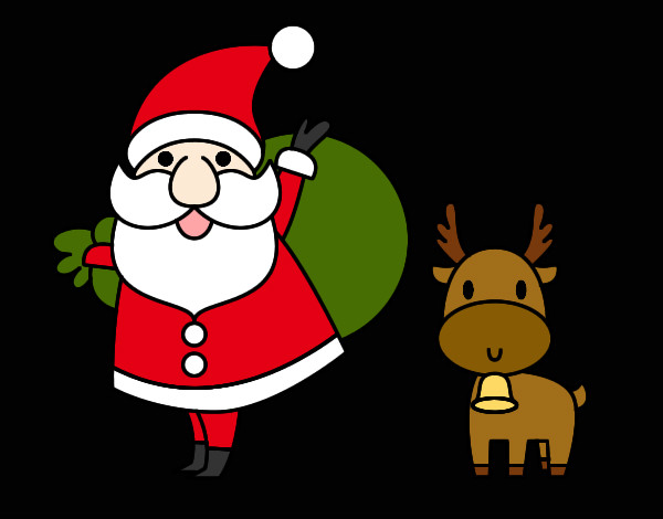 Coloring page Santa Claus and reindeer painted byMakBarbie