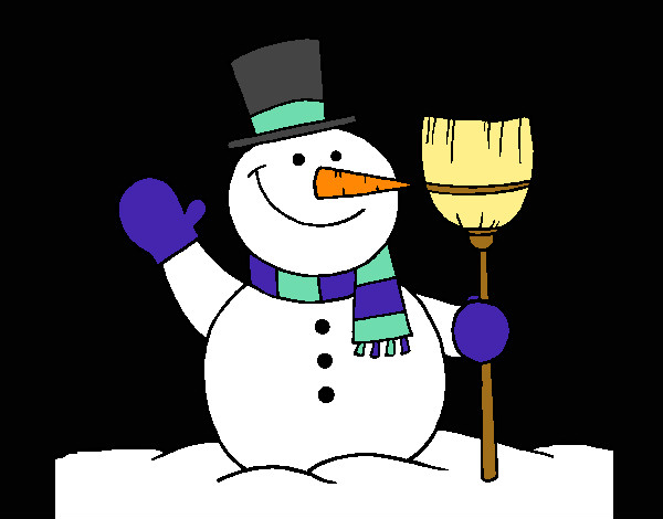 Coloring page snowman with broom painted byMakBarbie